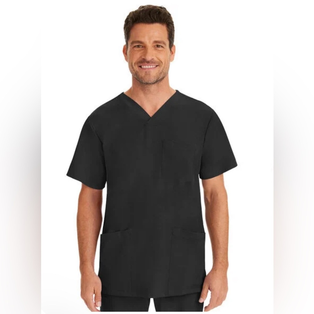 HH WORKS by HEALING HANDS MENS V NECK SCRUB TOP BLACK - XL “MATTHEW” BNWT